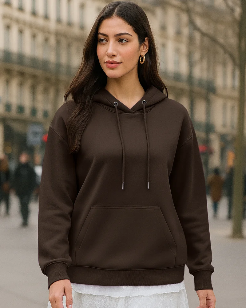 bewakoof Women's Brown Oversized Hoodies